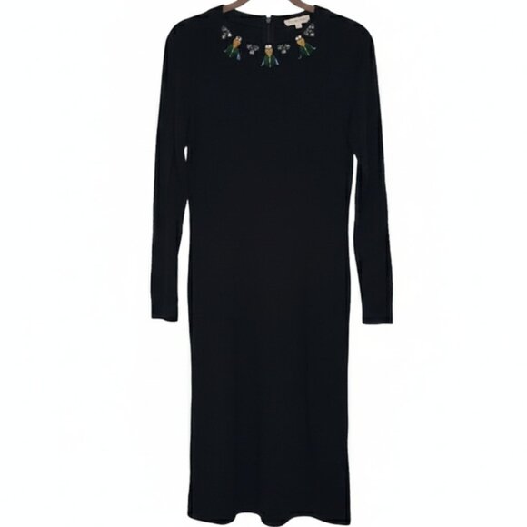 *Tory Burch Deena Embellished Long Sleeve Midi Dress – Black – Size S - Picture 2 of 7